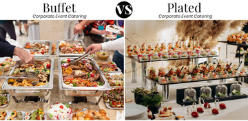 Buffet vs plated corporate event catering setup in San Francisco