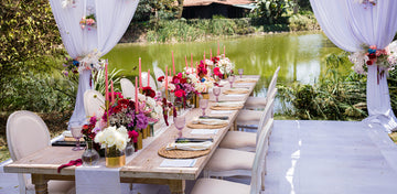 wedding catering setup for outdoor wedding in USA