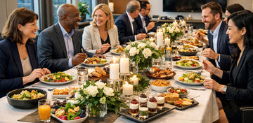 corporate event catering setup for a professional business meeting