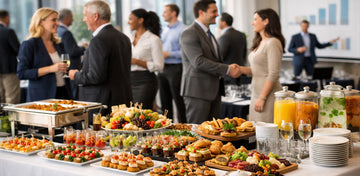 Corporate catering setup for professional business event in USA