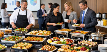 Corporate catering services setup for a professional business event