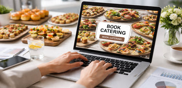 Professional corporate catering services buffet for office lunch