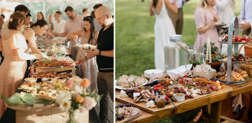 Elegant family-style Wedding Catering Food served at a luxury outdoor wedding reception in Los Angeles