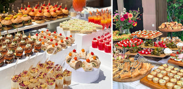Modern wedding catering setup with chef stations and personalized dining experiences in California