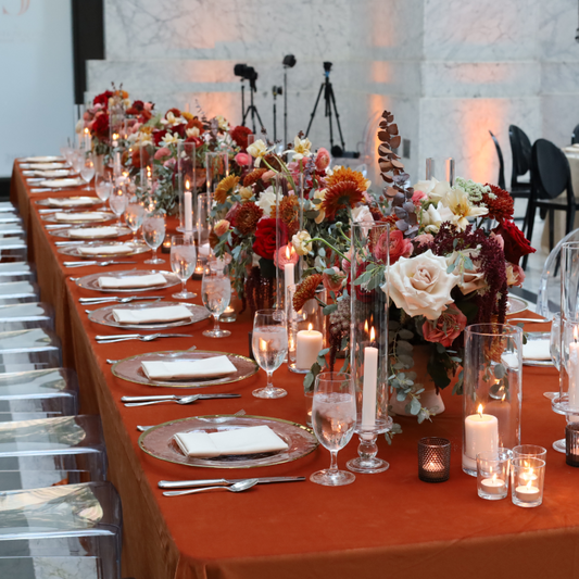 Catering spread with a variety of Indian dishes